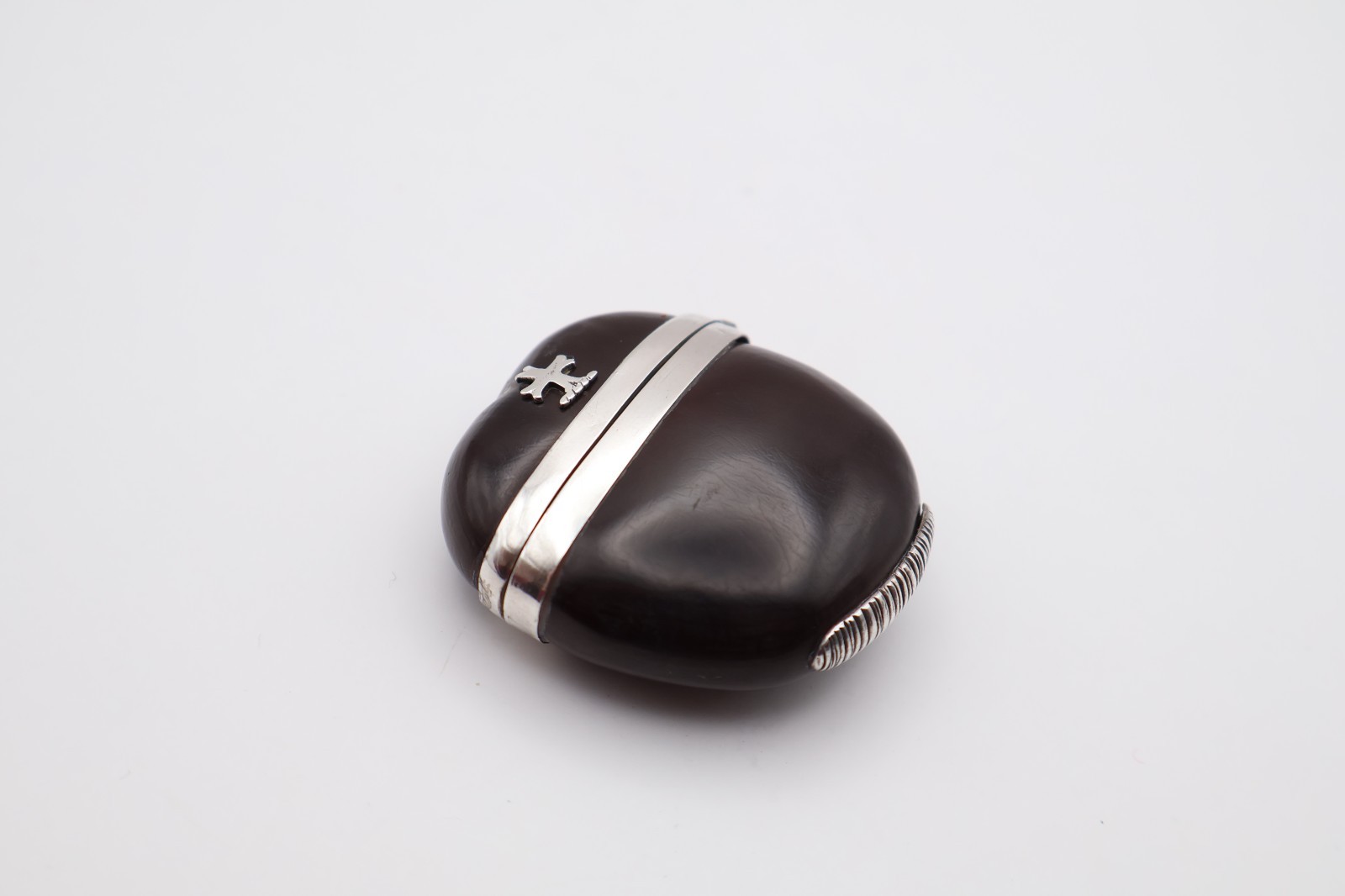 Antique Victorian Silver Mounted Bean Nut Vesta Case