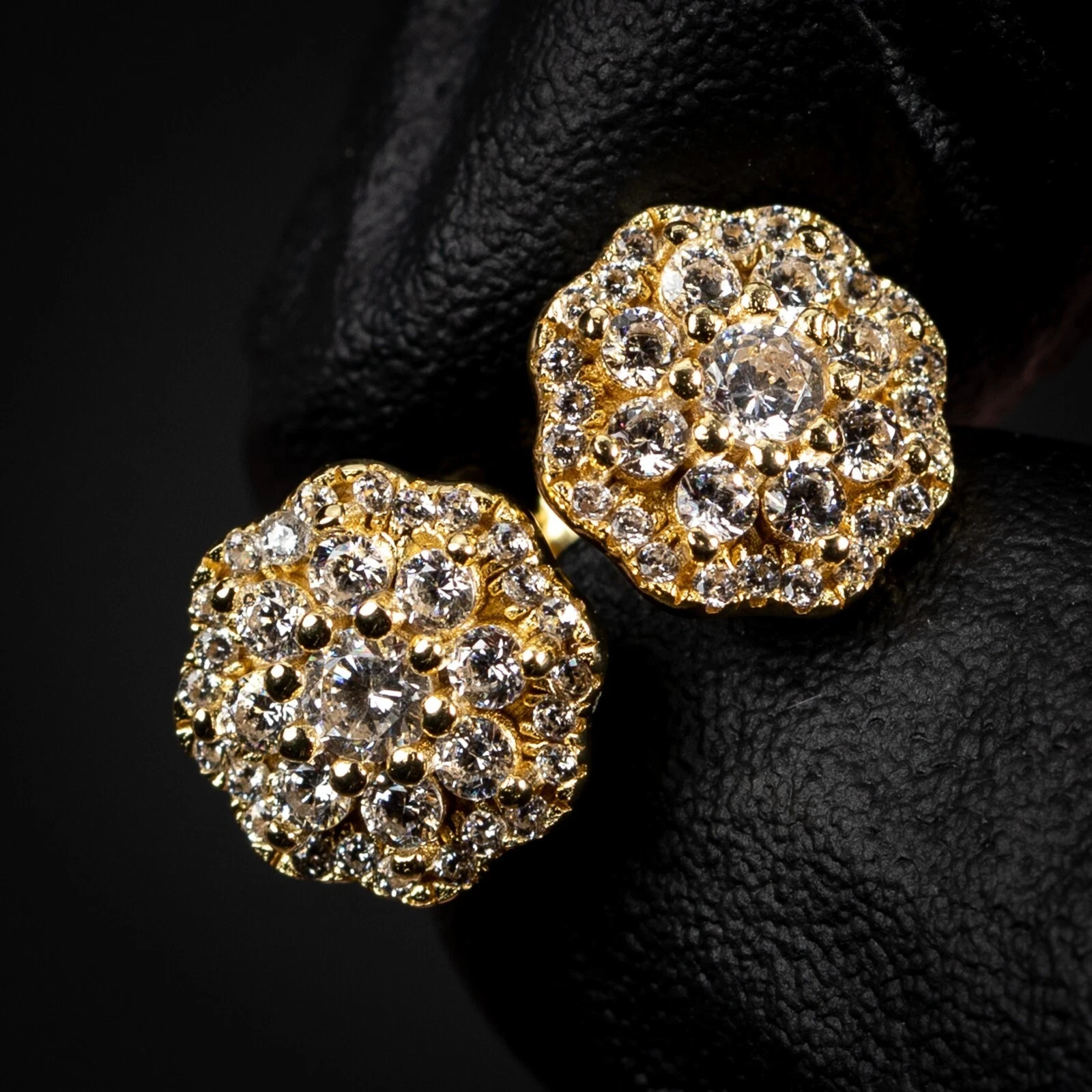 14K Yellow Gold Plated 2Ct Round Cut Lab Created Diamond Men’s Stud Earring