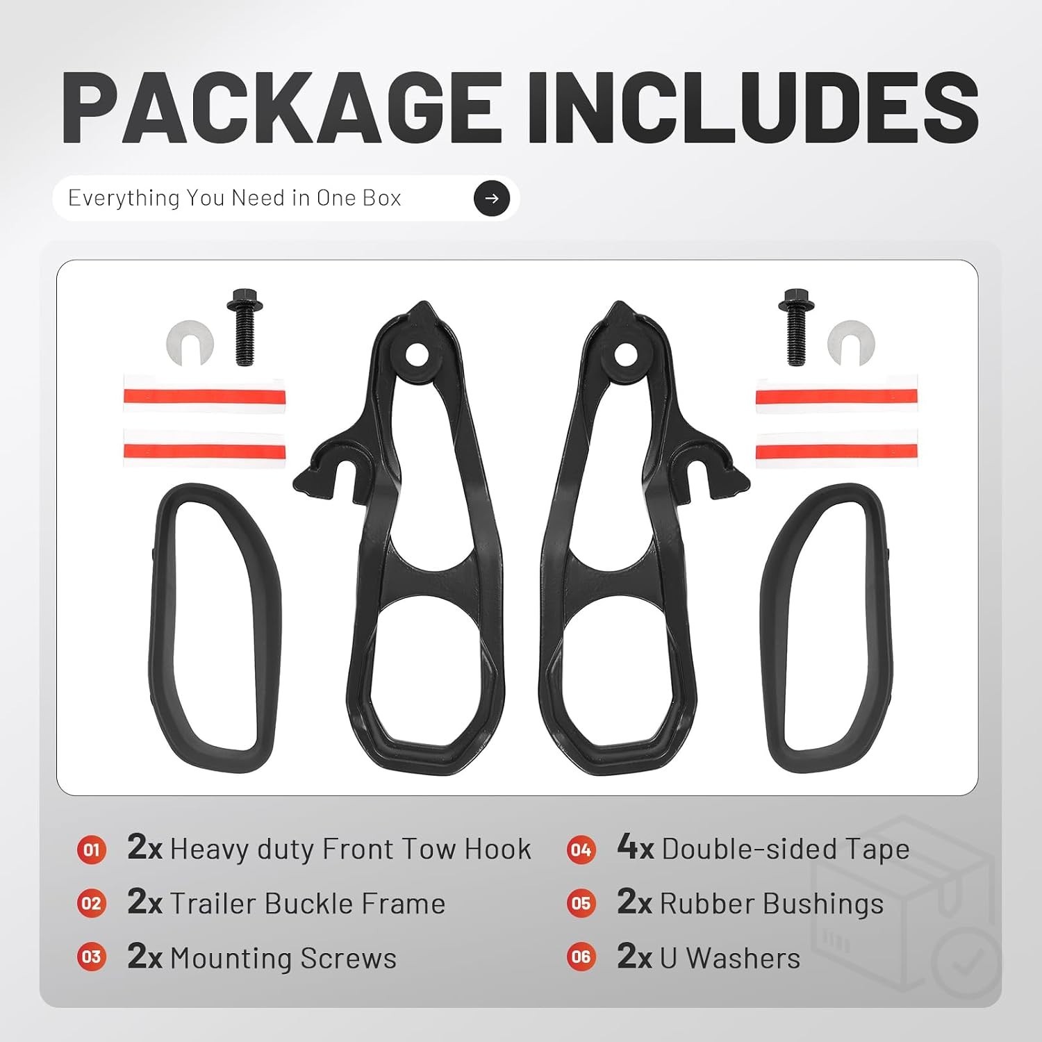 Left&Right Front Black Tow Hook Kit Compatible with 2019-2024 Ram 1500 DT W/Fram
