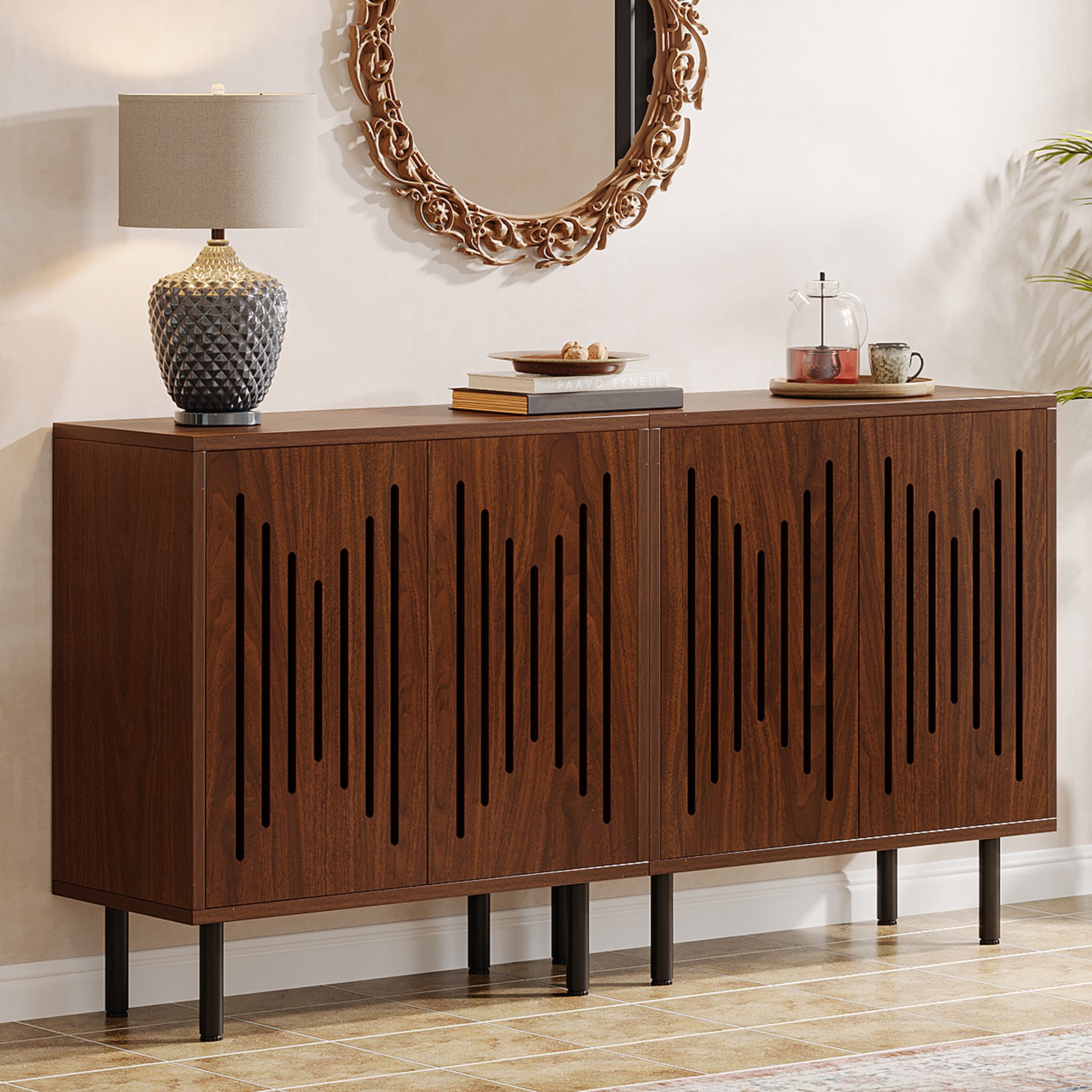 59-Inch Kitchen Sideboard Cabinet, Free-Standing Farmhouse Kitchen Sideboard