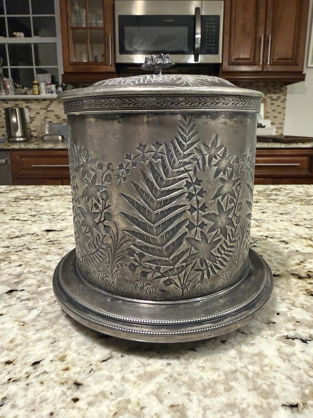 19th c. Silber & Fleming Biscuit Tin Aesthetic Movement Fernaissance EPNS