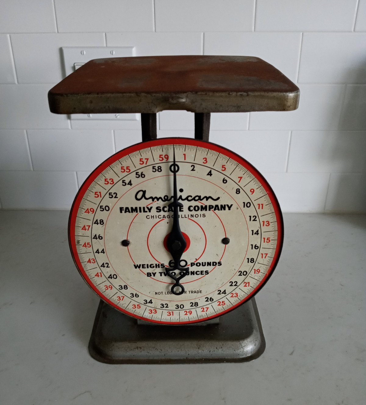 VINTAGE American Family Scale Company 60 lbs Gray Chicago Made in USA