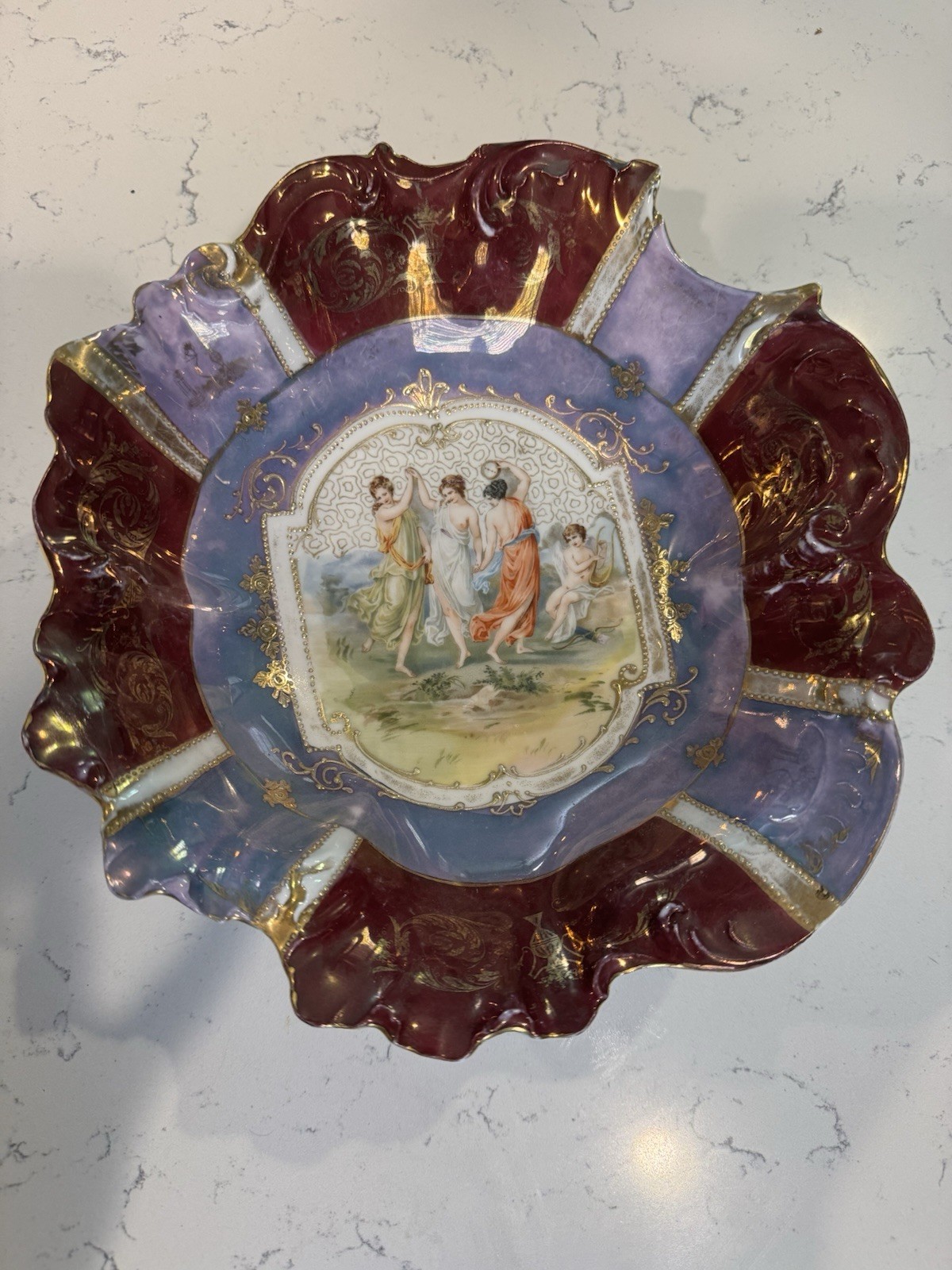 Three Graces 1861 antique Bowl E.S.