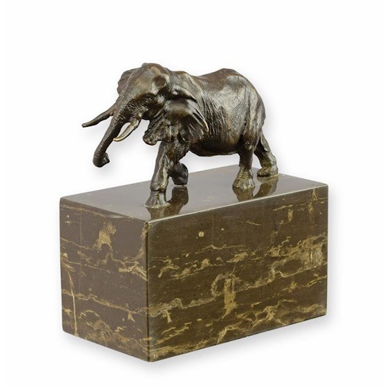 Bronze Sculpture Figure Elephant On Stone Base 9921194 5 1/2×2 13/16×5 1/8in