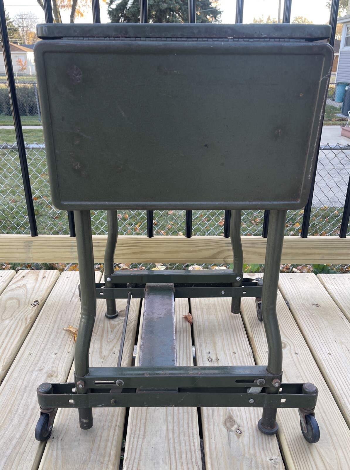 VTG MASO Industrial Green Metal Rolling Typewriter Table Drop Leaf Audit Bureau