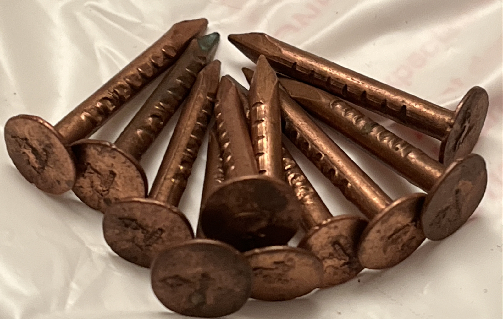 Lot Of 10 Vintage CHASE 1” One Inch Copper Nails Nail Raised Centaur W/ Bow Logo