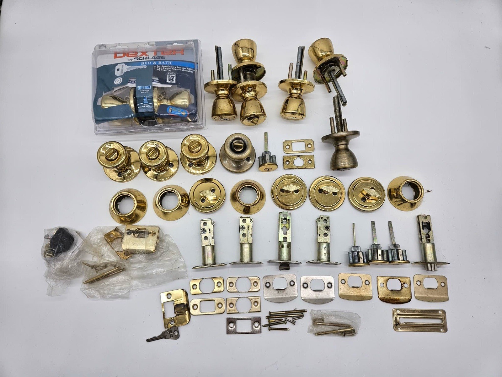 Mixed Brass Door Knob Lockset Hardware Lot Dexter Schlage Privacy Latches