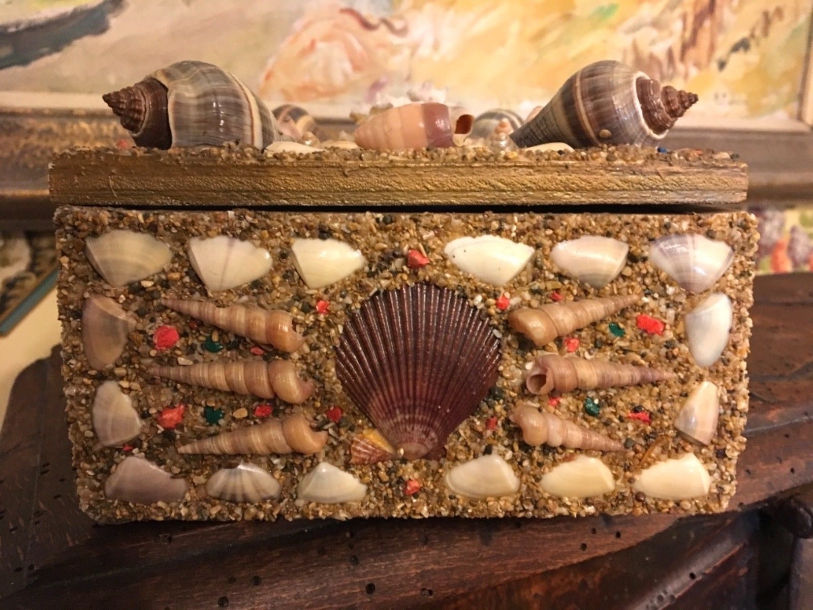 Sea Shell Art Shellwork Box Maritime Sailor Souvenir Handmade