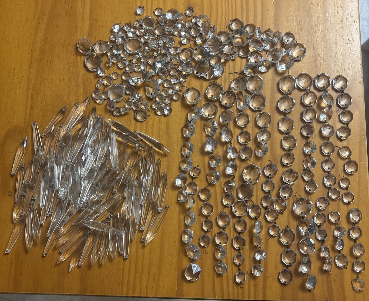 Lot of 350 Antique Chandelier Clear Crystals!