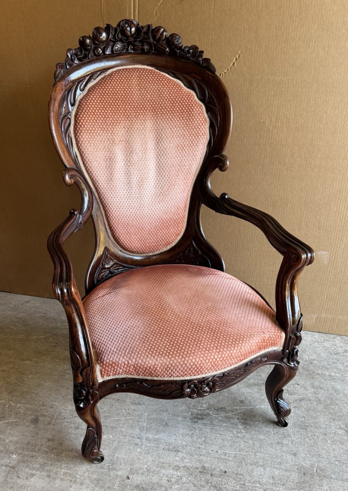 J. H. BELTER HENRY CLAY LAMINATED CARVED ROSEWOOD ARM CHAIR
