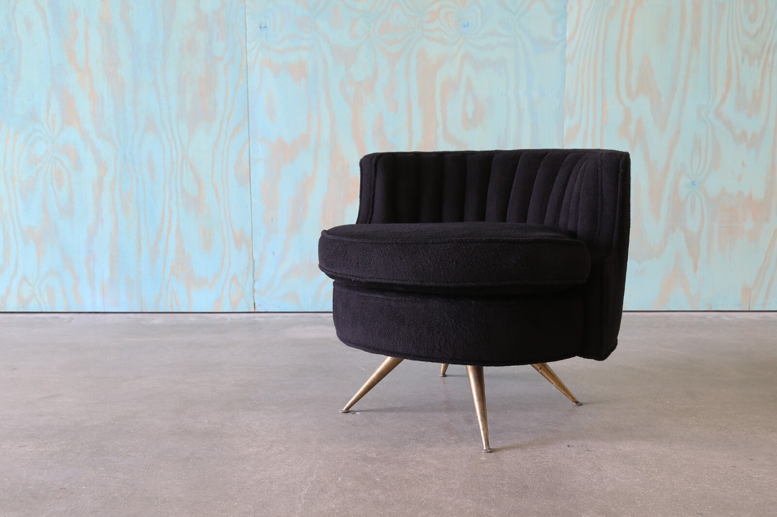 Pair of Channel tufted barrel swivel Chairs by Henry P Glass for JG furniture