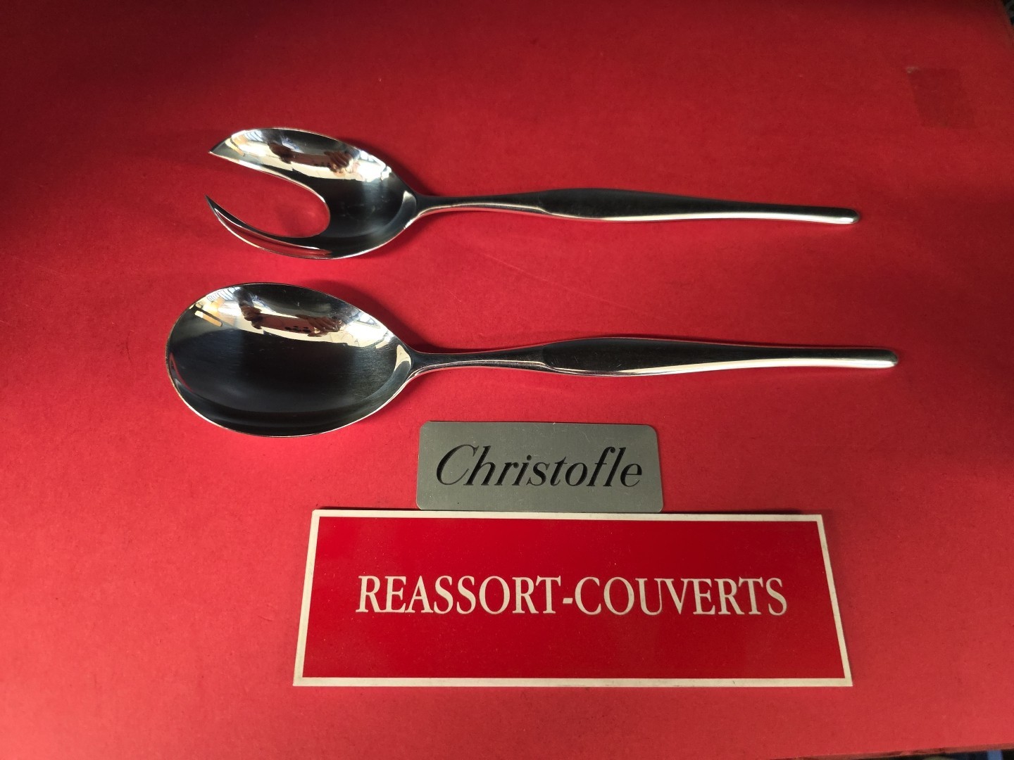 Salad Service 24.5 Christofle Duo Wirkkala Very Good Condition SILVER PLATED