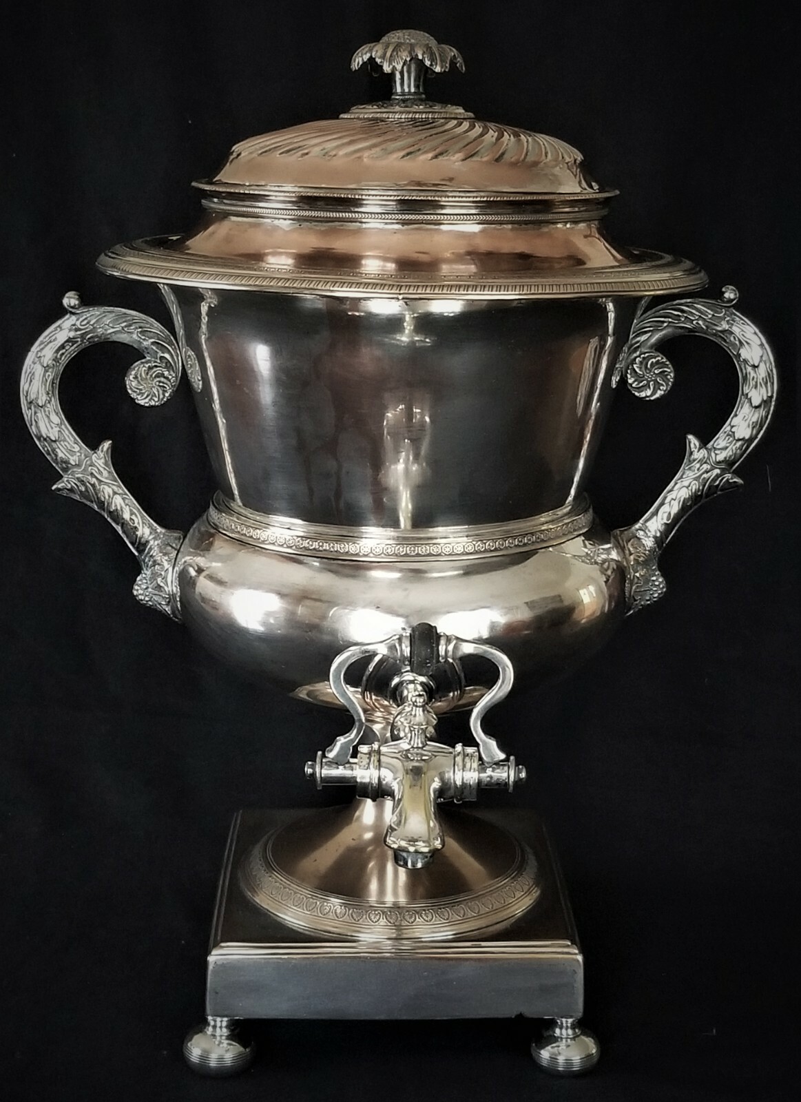 Hot Water URN, Samovar, Teapot, Sheffield Plate, Neoclassical, Early 1800, 18″t