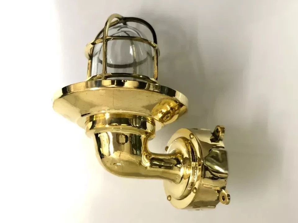 Nautical Solid Brass Outdoor Exterior Wall Light Fixture With Junction Box