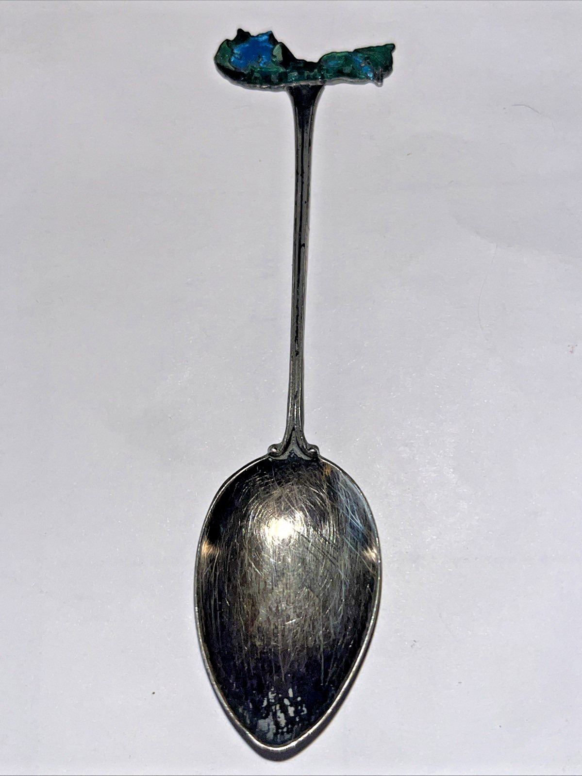 Sterling Silver Bermuda Souvenir Spoon Enamel Island As Found