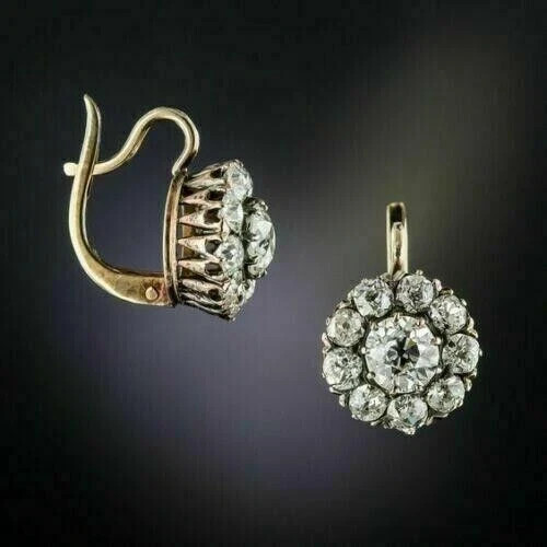 2.80Ct Art Deco Style Simulated Diamond Wedding 14k Yellow Gold Plated Earrings