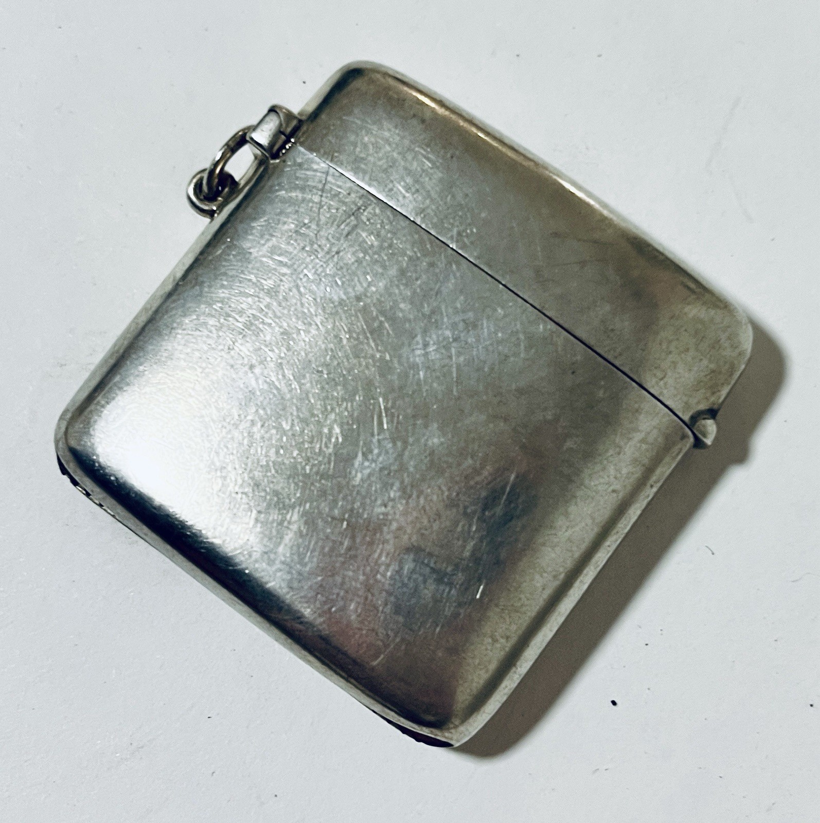 Antique Solid Sterling Silver Vesta Case Match Holder Striker Gilt Lined 1912