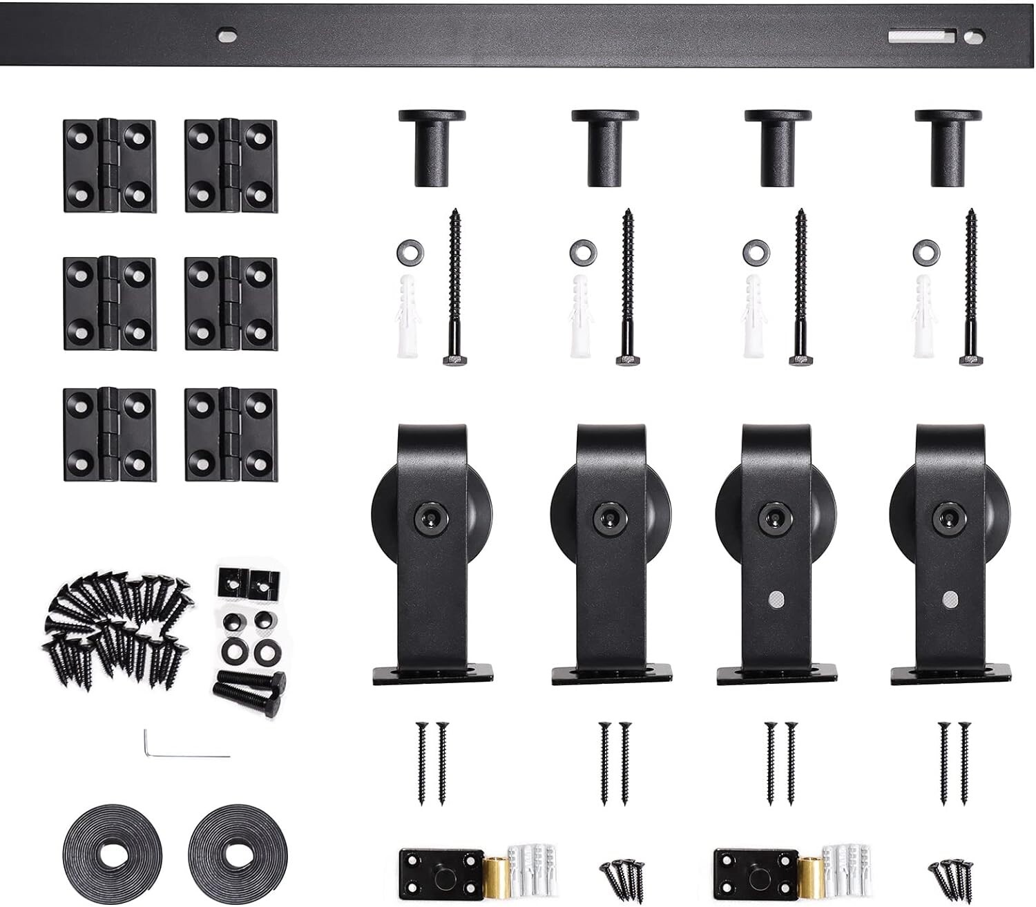 84″ Bifold Barn Door Hardware Kit for 4 Doors, Black Track and Top Mounted NEW