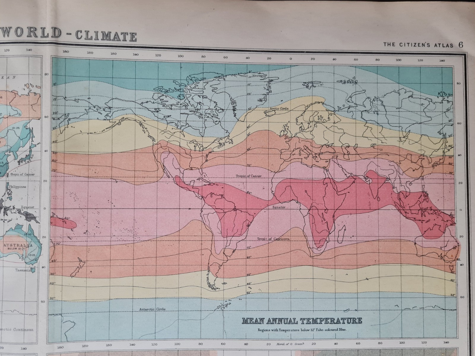 Antique (1912) map – The World – Climate – Bartholomew