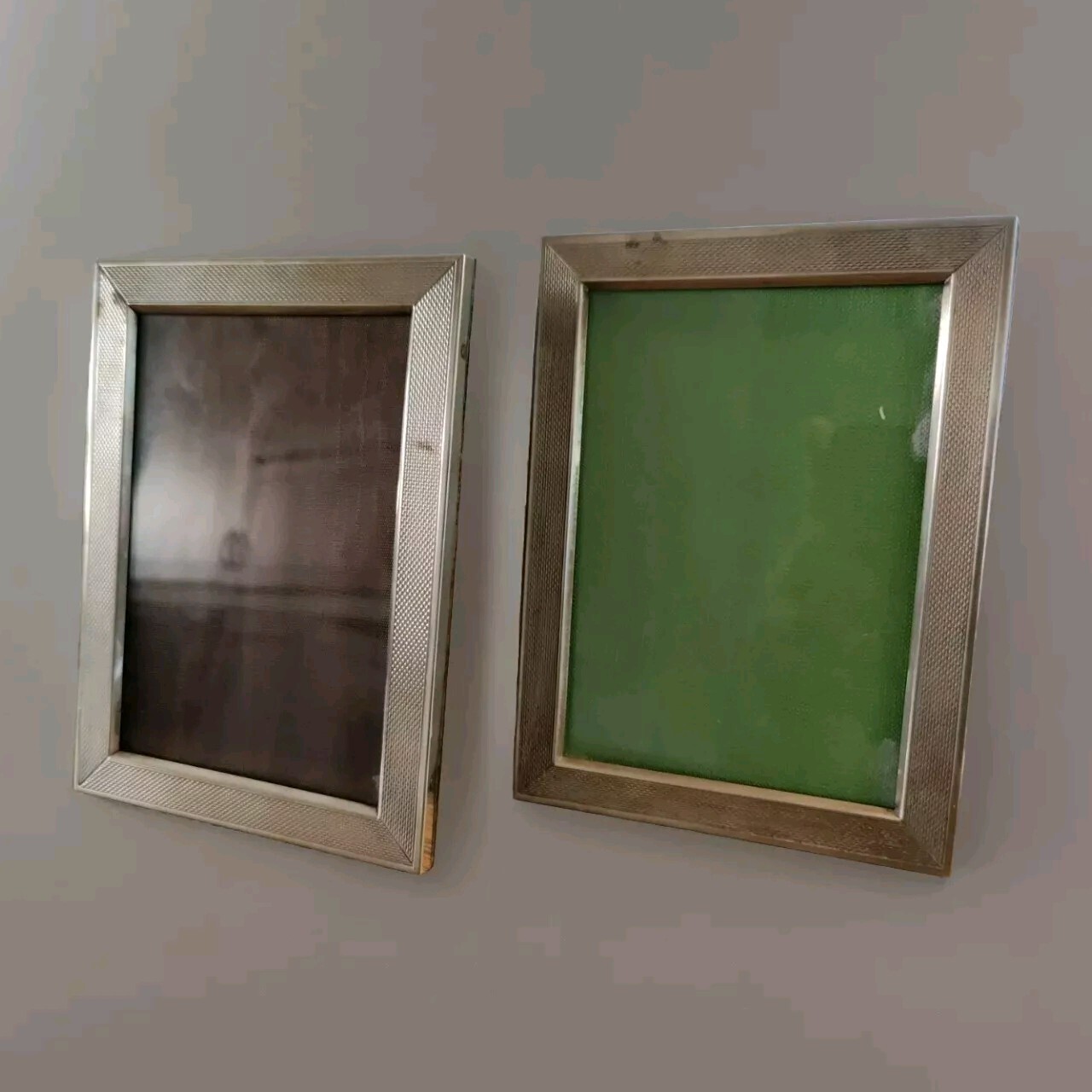 Pairs Of Guilloché Solid Silver 800 Photo Frames And Mahogany Year 1960 N 2