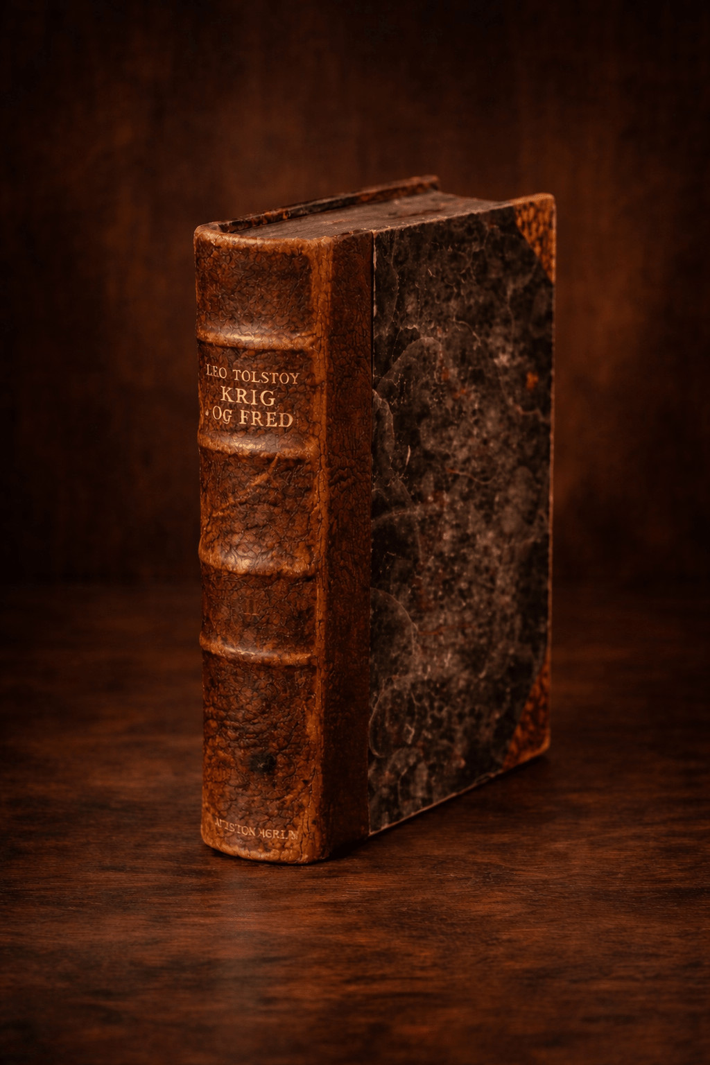 Antique Leo Tolstoy War and Peace Danish Krig og Fred Leather Bound c1890