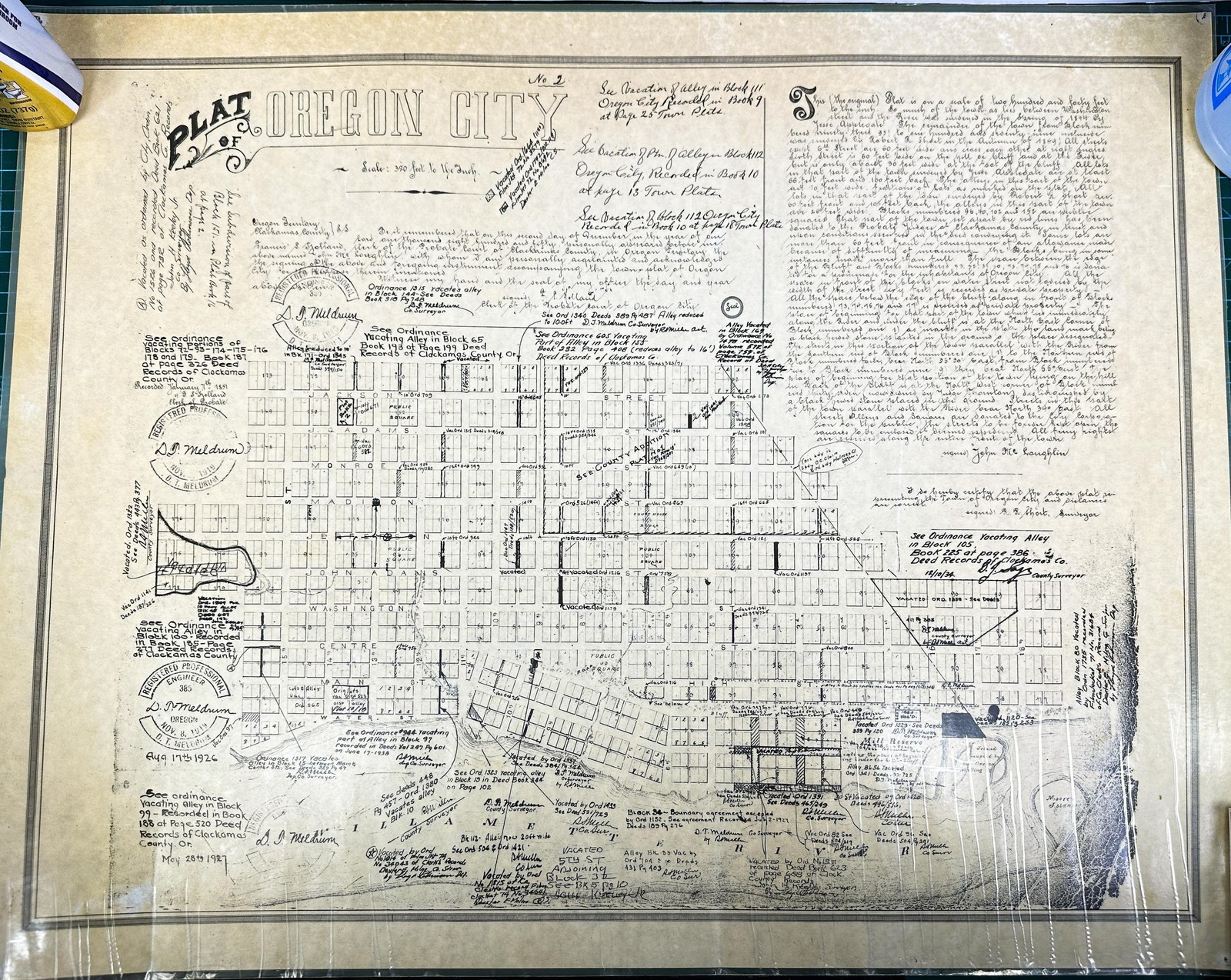 Vintage Plat Of Oregon City Oregon Sheet City Map Historic Black White USA Print