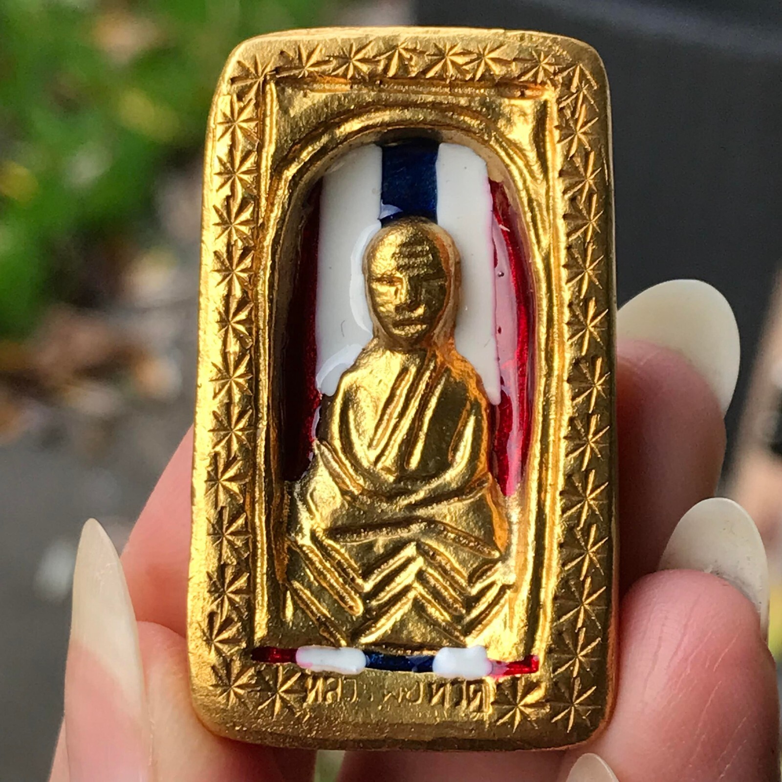 THAI BUDDHA Luang Pu Tuad Amulet Temple Glad Black Talisman Charm