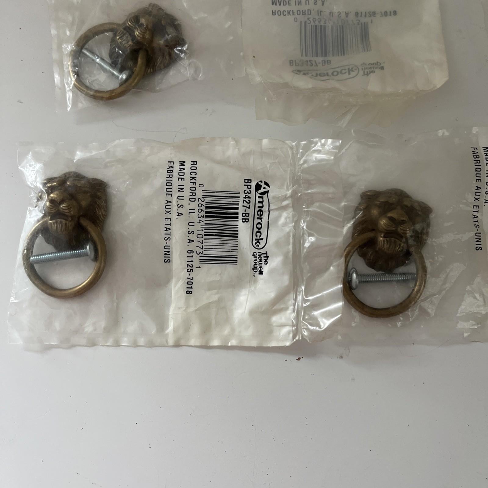 6 Pcs Lion Head Knobs Pull, Antique Bronze Ring Pull Handles for Dresser Drawers