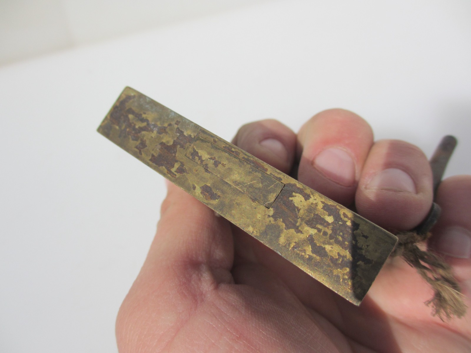 Antique Brass Cabinet Lever Lock Catch Cupboard Chest Drawer Bolt Iron Key Old