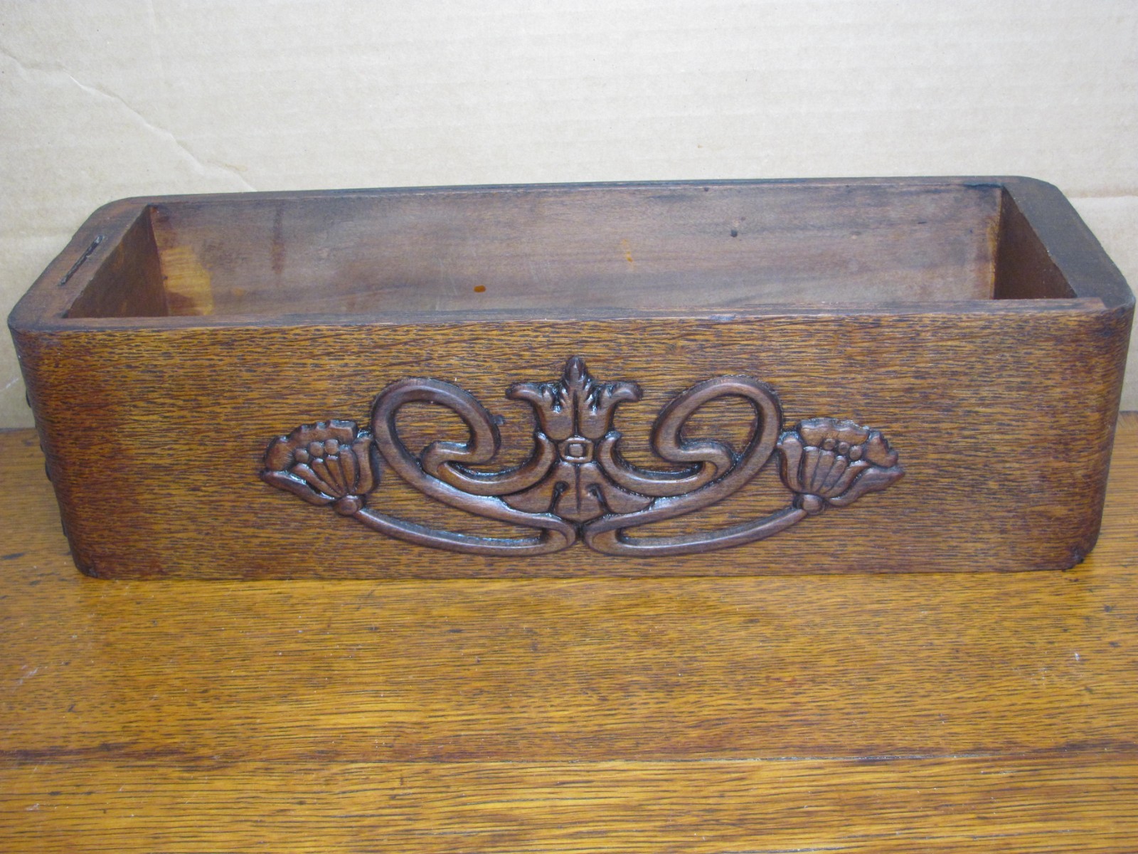 Antique Singer Wooden Sewing Machine Drawer Ornate Storage Craft Parts Rt Side