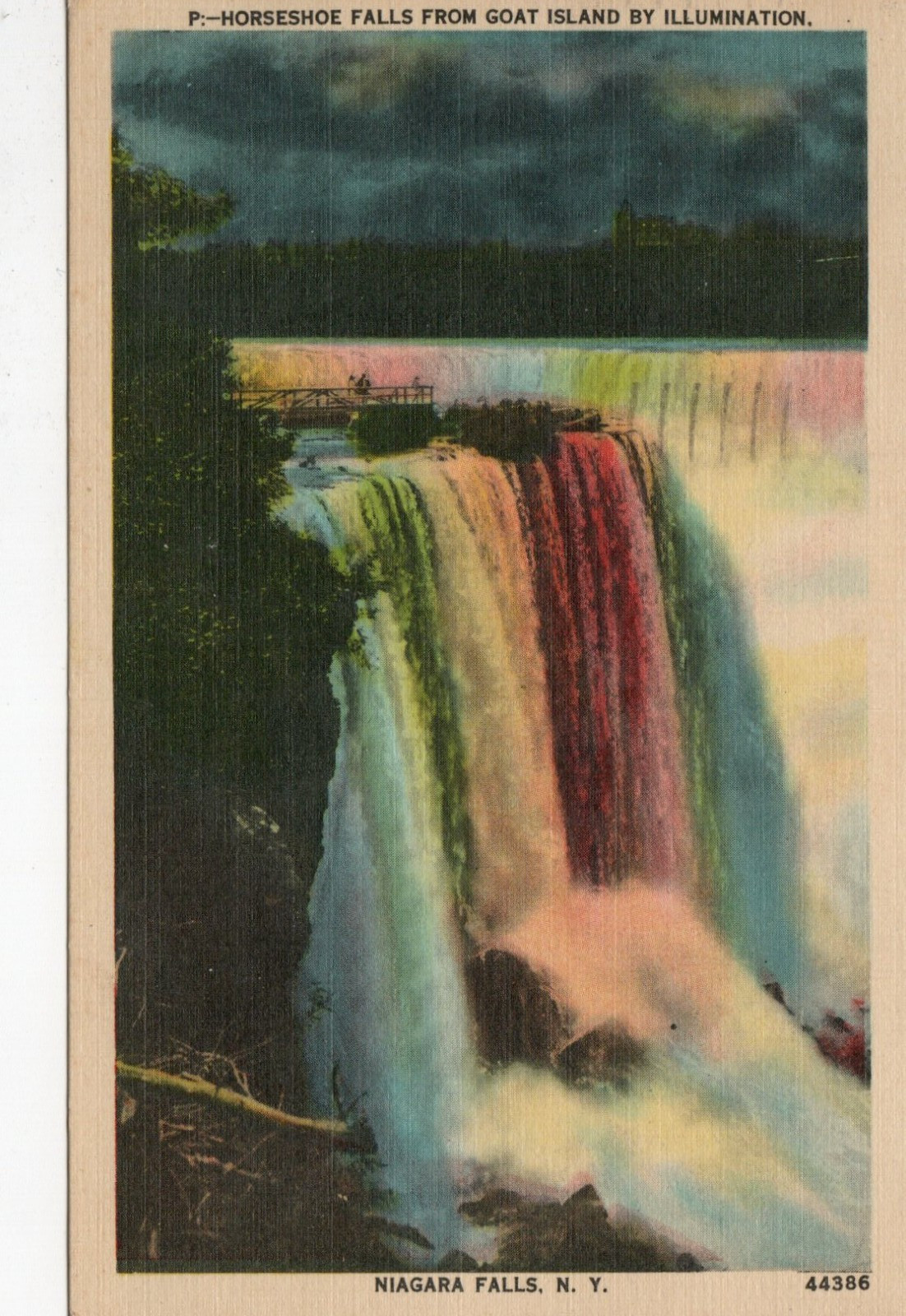 Vintage Postcard Niagara Falls By Illumination