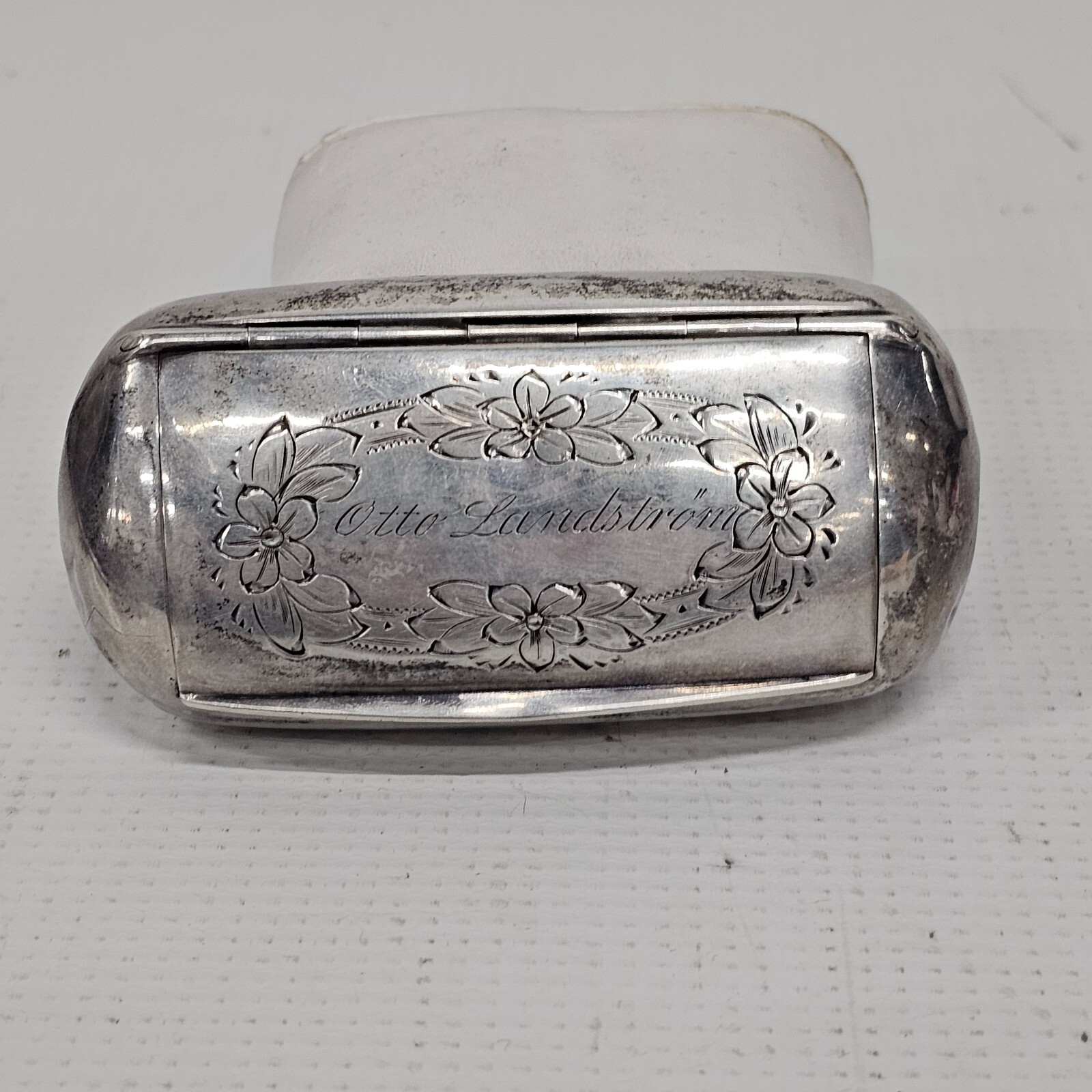 Antique Vintage Silver “Otto Landstrom” Family Snuff Trinket Box 53.2g 3-5/8″