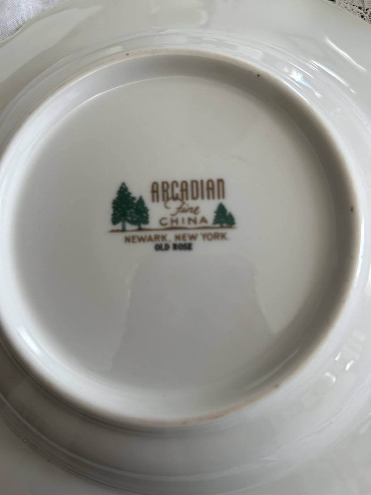 Arcadian Fine China – Old Rose Pattern -Pink & Lavender flowers with green vines
