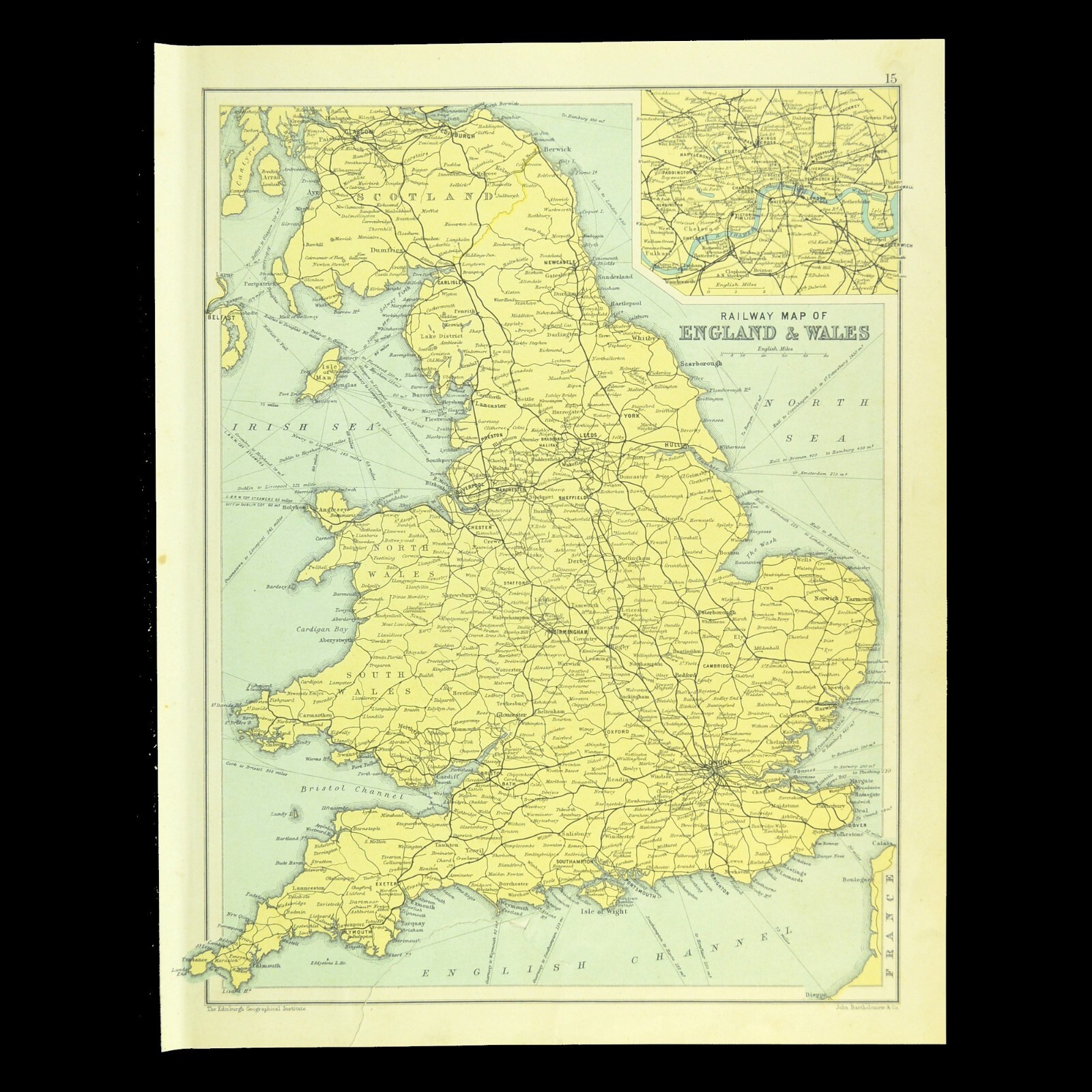 Vintage Railway Map of ENGLAND Wall Art Railroad United Kingdom Antique London