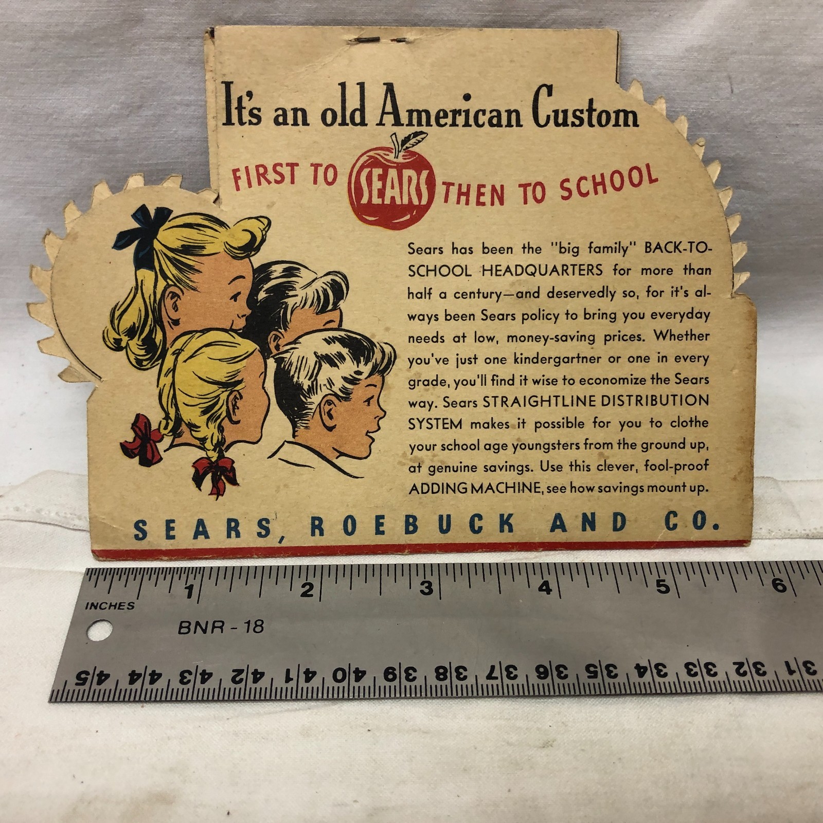 Vintage Sears Back to School Adding Machine Manual Cardboard