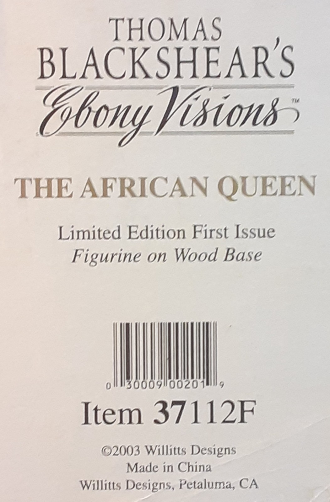 Willitts Designs | Ebony Visions | The African Queen | Limited Edition | Great