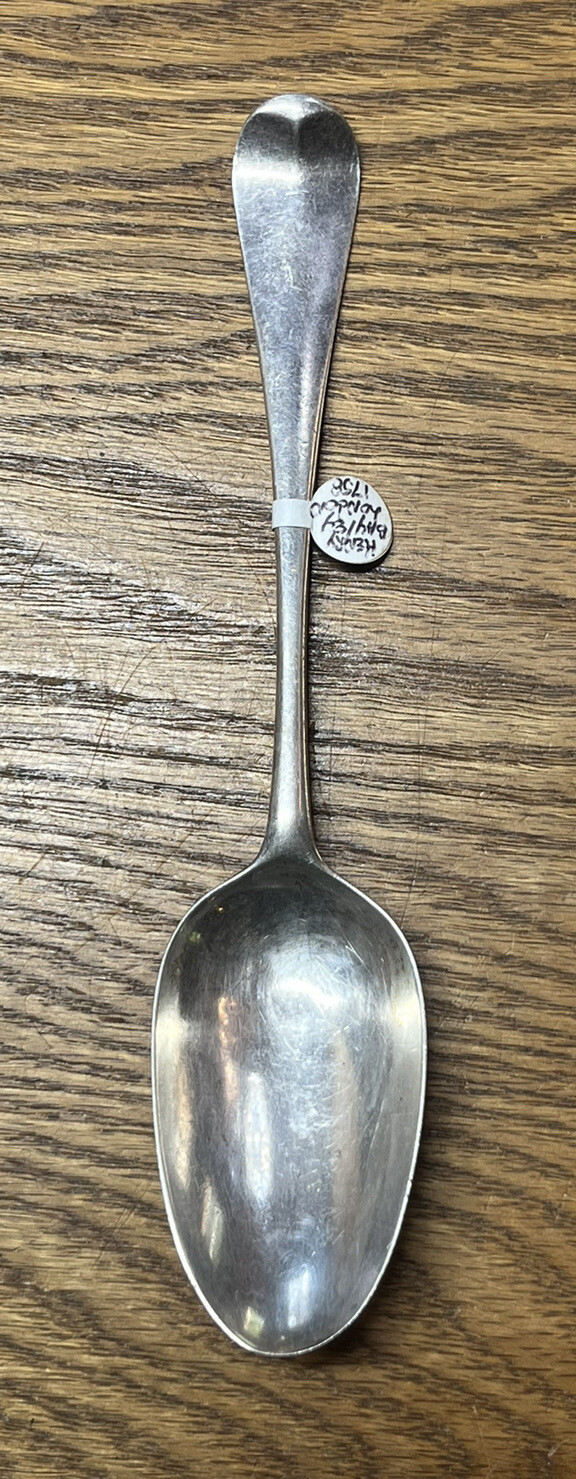 English Sterling Midrib Decorated Back Spoon Henry Bayley London 1758