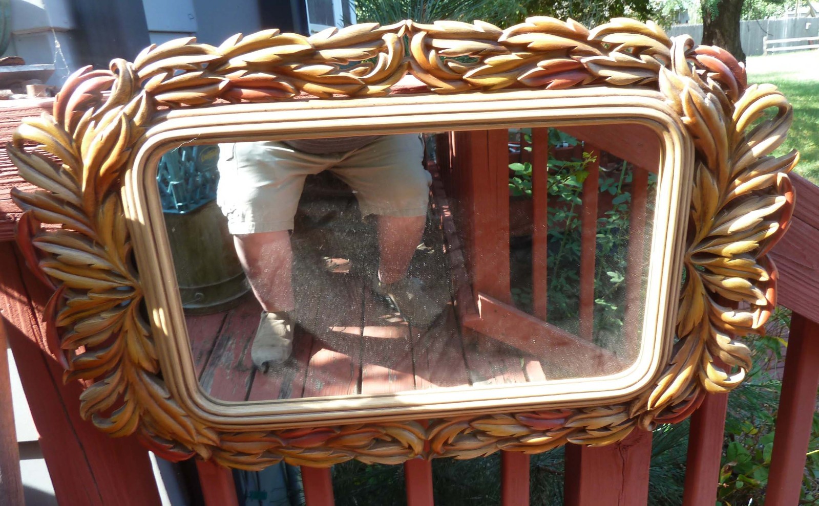 Burwood Rectangular Mirror Leaf Frame, 30 x 19 1970’s