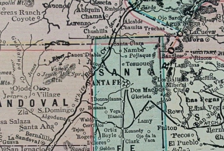 Vintage 1904 NEW MEXICO TERRITORY Map 11″x14″ Old Antique Original ROSWELL TAOS