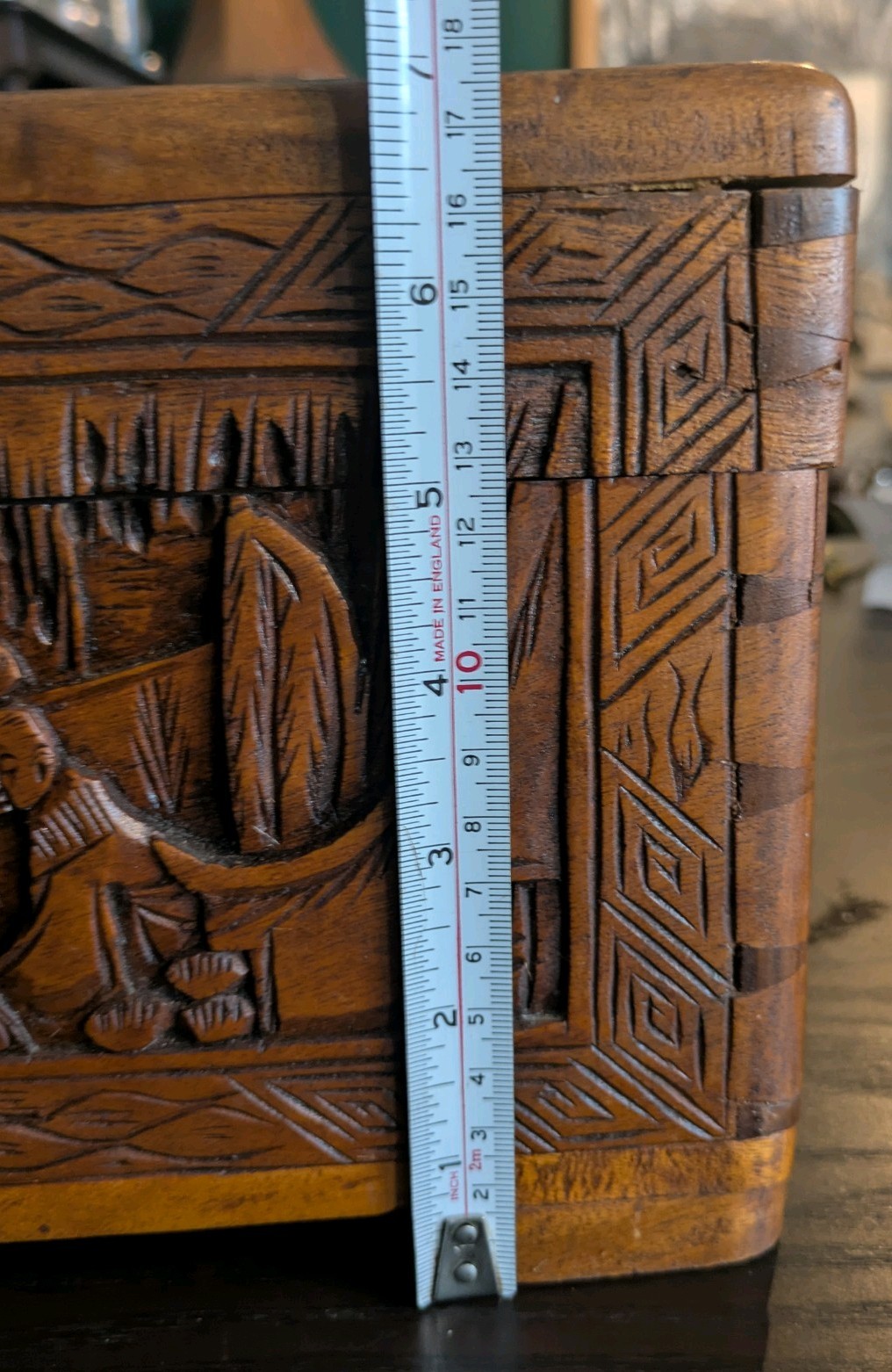 Rare Vintage 1940s Chinese Camphor Wood Chest Hand Carved Relief HEAVILY SCENTED