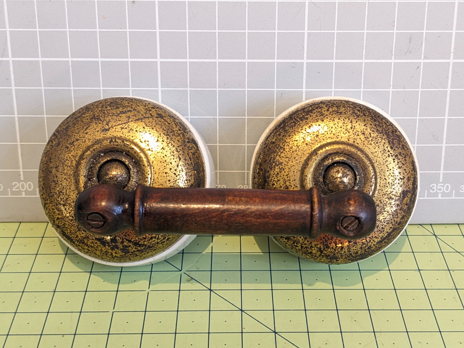 Dual linked Antique Vintage Brass Ceramic Toggle Light Switch Dolly