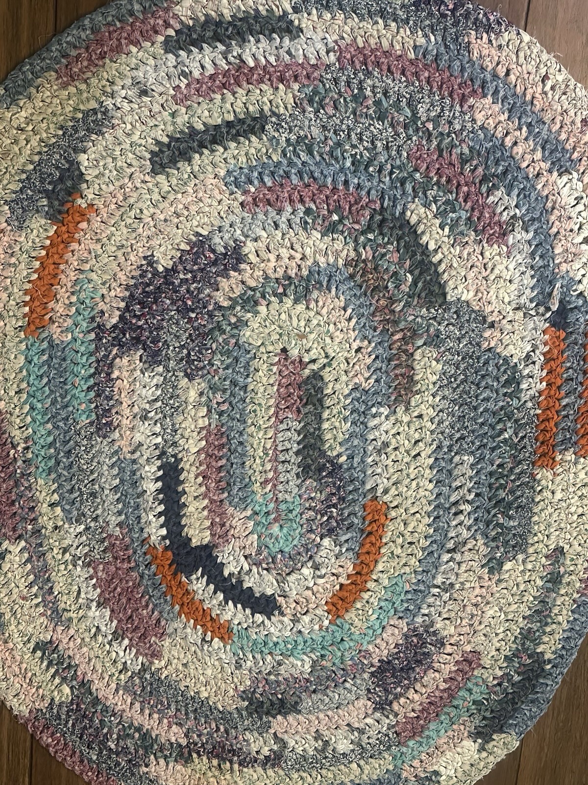 VTG Rag RUG Oval Colorful Braided Handmade 34”x45” Boho Grannycore Country Decor
