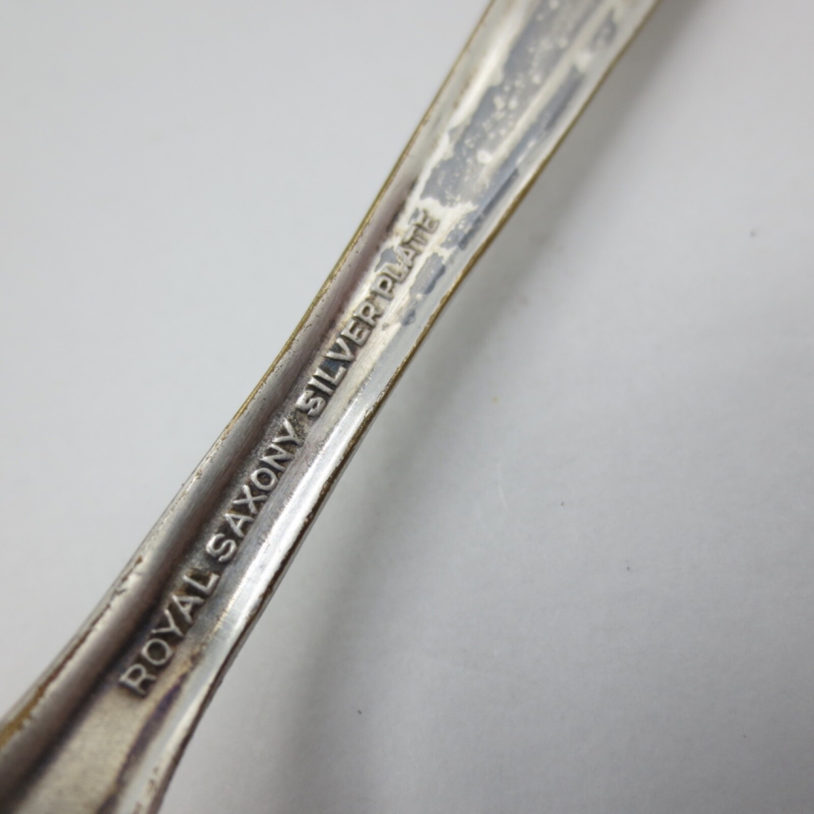Vintage ROYAL SAXONY Medium Solid Cold Meat Serving Fork Silverplate 8″