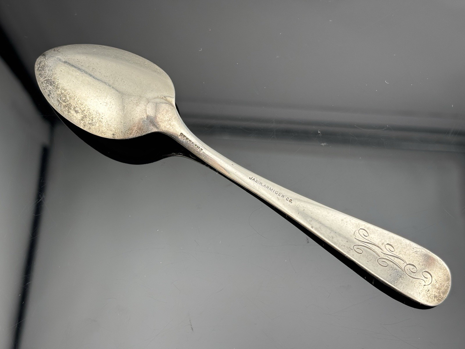 Repousse by James R. Armiger Co. Baltimore Sterling Silver Spoon ~6″ Monogrammed