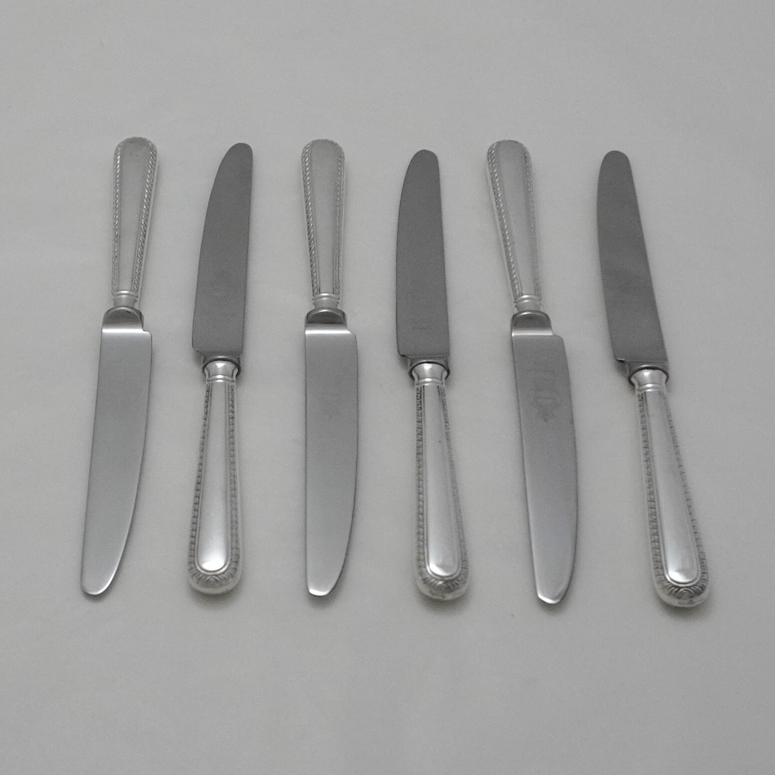 BRIGHT CUT Design SHEFFIELD CROWN Silver Service Cutlery Six Dessert Knives