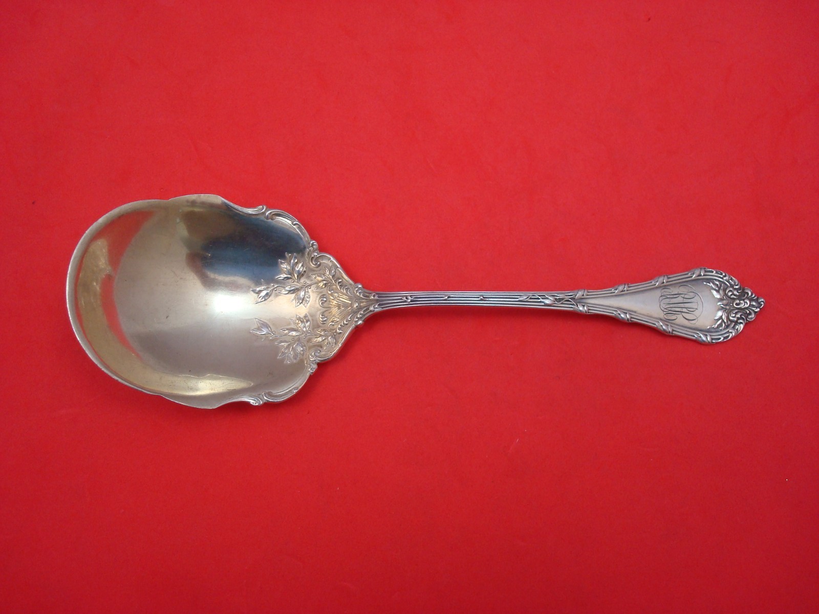 Madame Royale by Durgin Sterling Silver Berry Spoon Goldwashed 9 1/4″