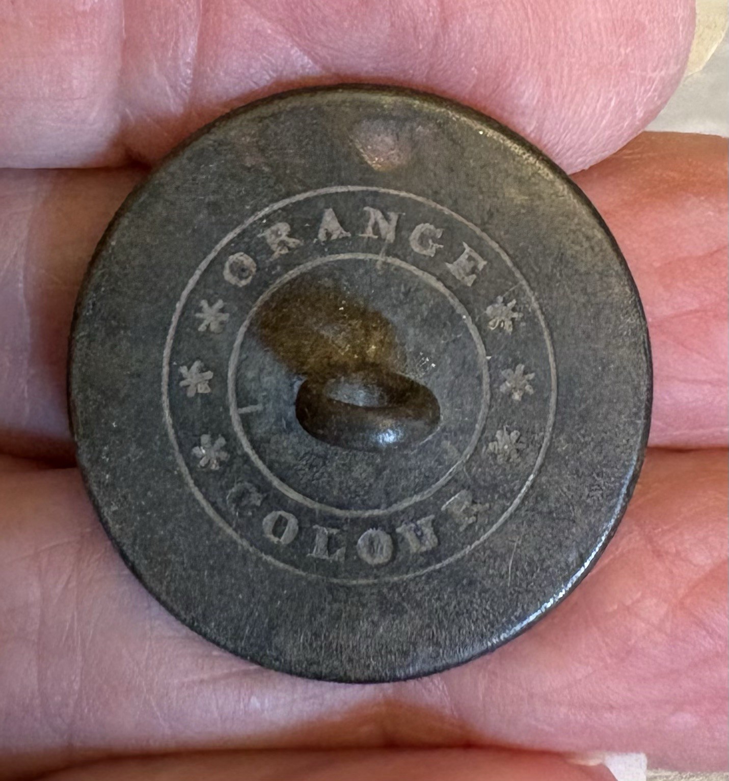 Antique Steel Plain Face Button Back Mark ORANGE COLOUR Military Uniform 24mm