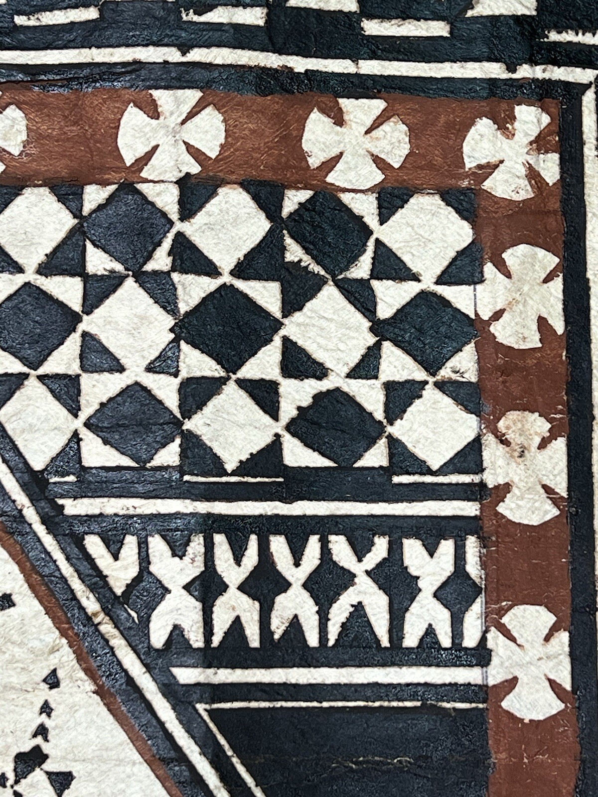 Pacific Islands Samoa Tuvalu Polychrome Bark cloth Floor Mat 20th C small #3