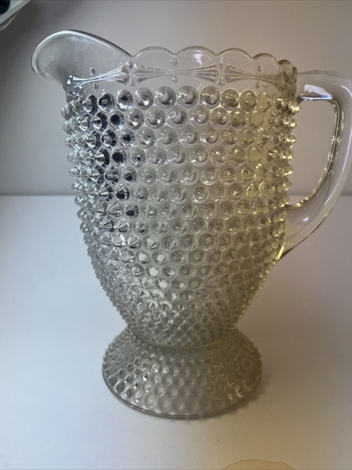 Pointed Hobnail Columbia Glass Company Double Eye with Ornamental Band Pitcher