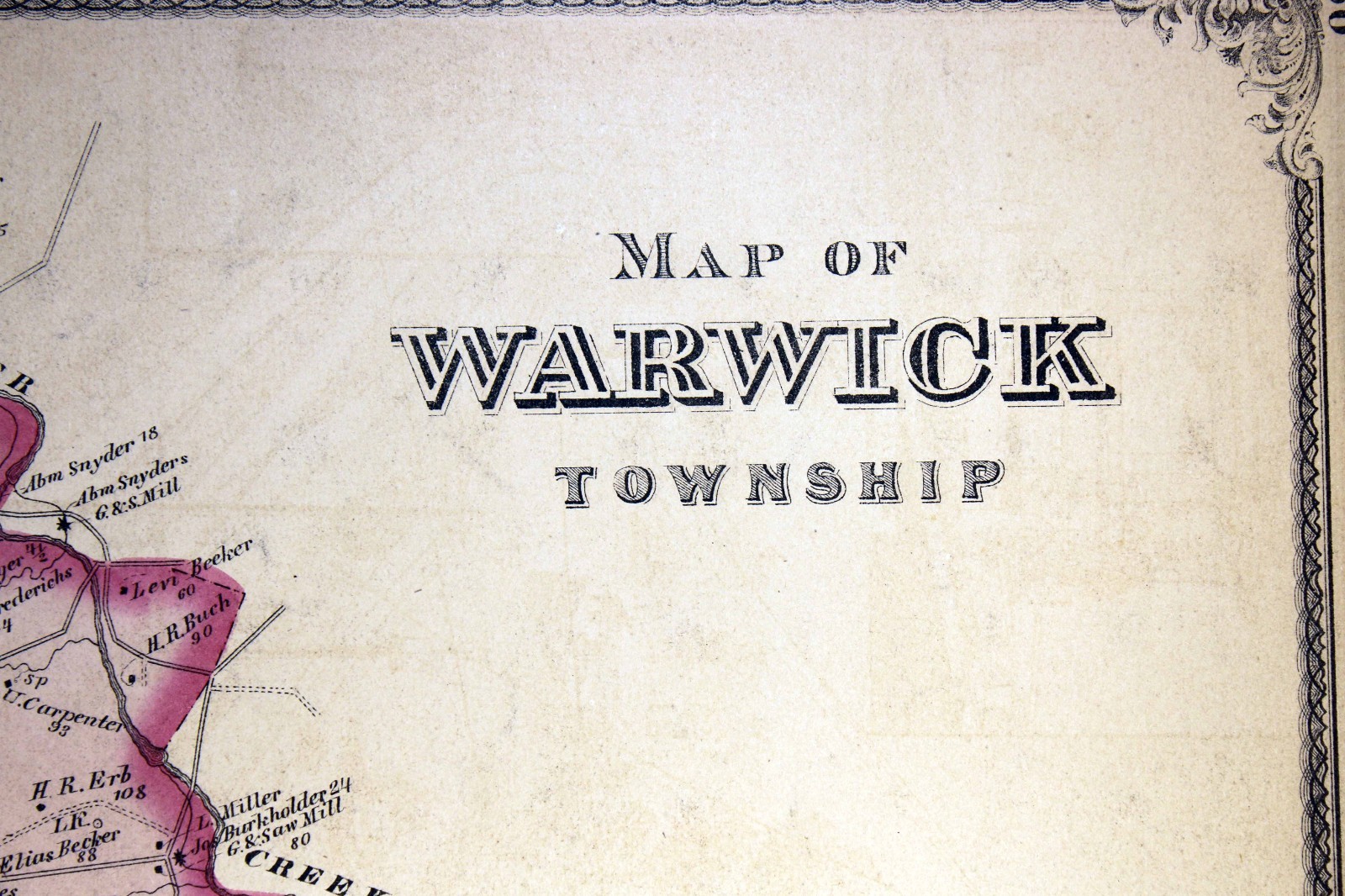 1875 Plat Map Warwick Township Lancaster County PA G Dawson Coleman Farms Prop